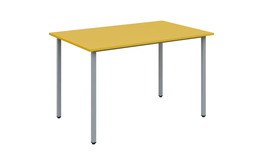 JSB 120N Jídelní stůl 1200 x 800 mm, deska žlutá odio / podnož stříbrná
